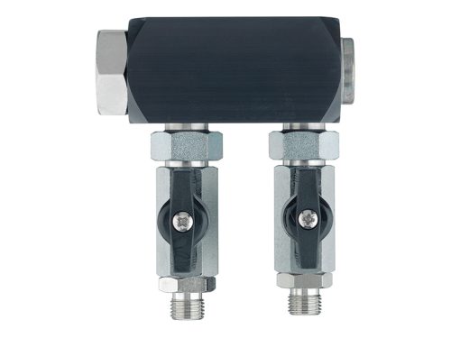 Manifold for extension with 2-ball valves for SATA® filter series 400