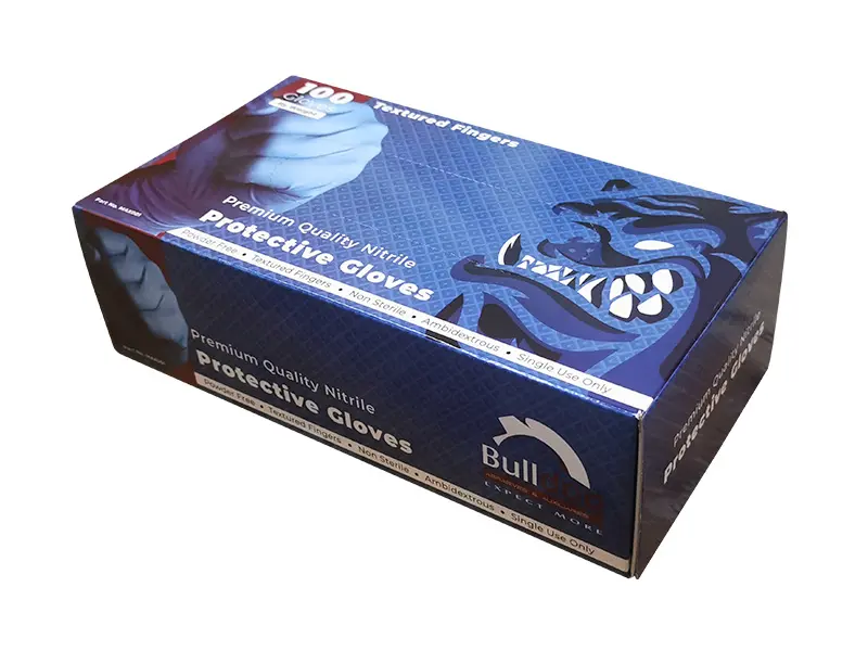 Nitril Disposable Protective Gloves, Blue, Textured Fingers