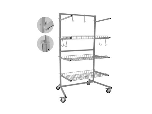 Parts Management Cart, Foldable, 3-shelves